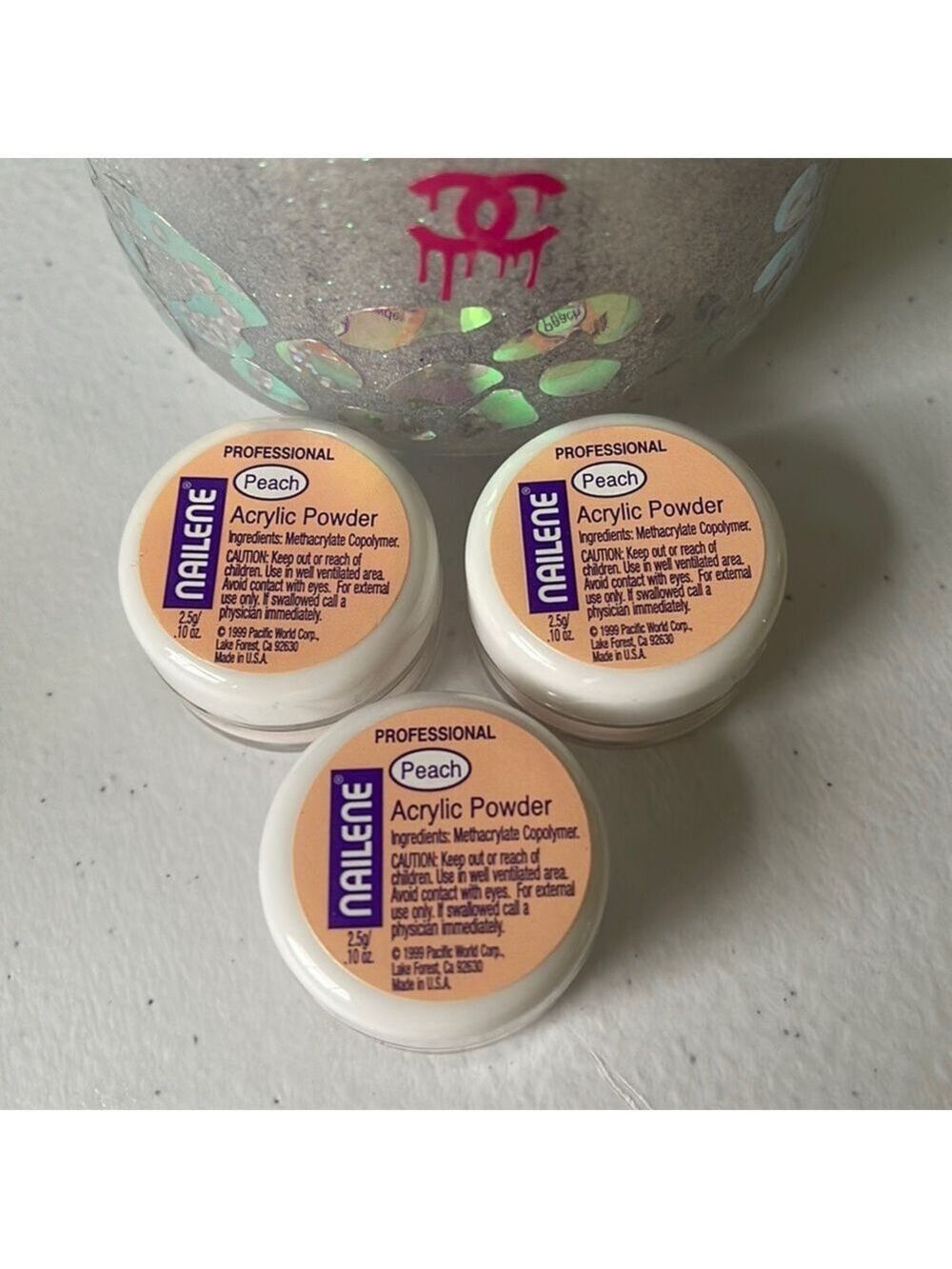 3 Nailene Peach Acrylic Nail Powder